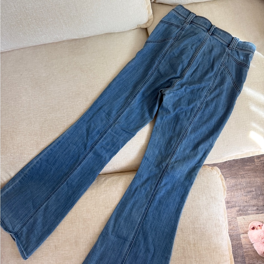 Express Denim Flare Jeans in Blue - Picture 7 of 8